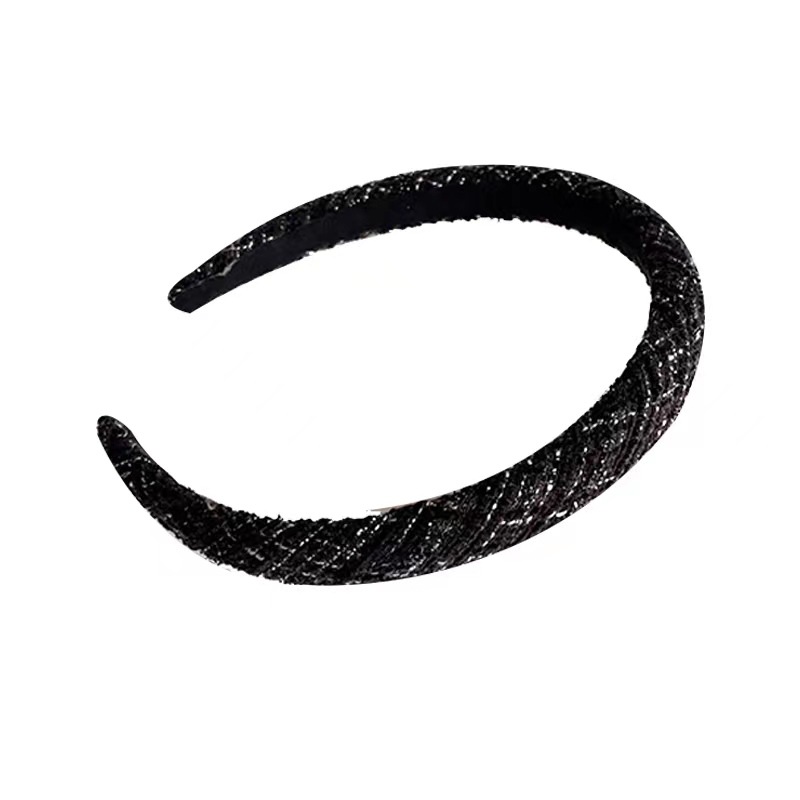 Autumn and winter sponge hair band, small chanel-style high head top facial hair band, fabric woven, high-end look, outdoor headband, hair accessory for women Item Picture