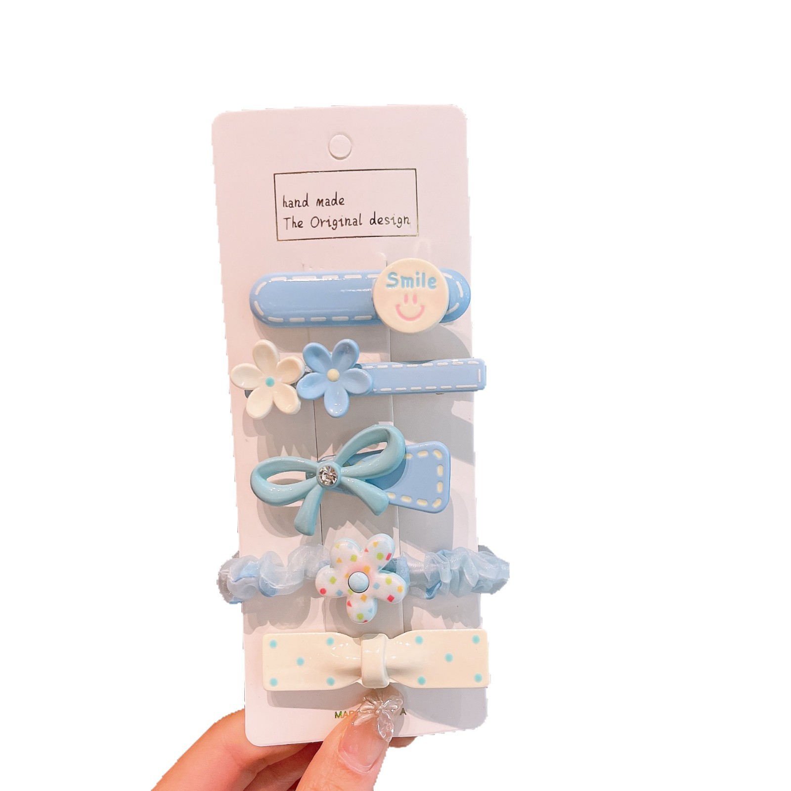 The ice cream-colored cute children's hairpin and hair band set fabric sausage ring has a sweet and girlish heart. The side clip is fresh hair accessory Item Picture