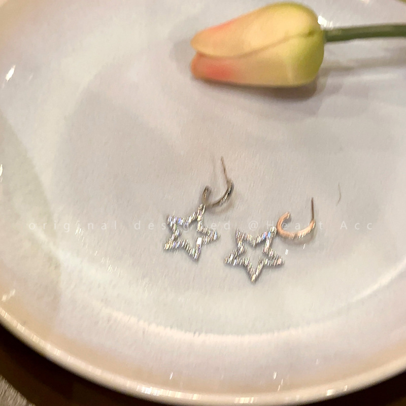Sweet and cool star earrings for round and square faces, women's light luxury and high-end style, new 2025 best-selling five-pointed star earrings Application Scenario