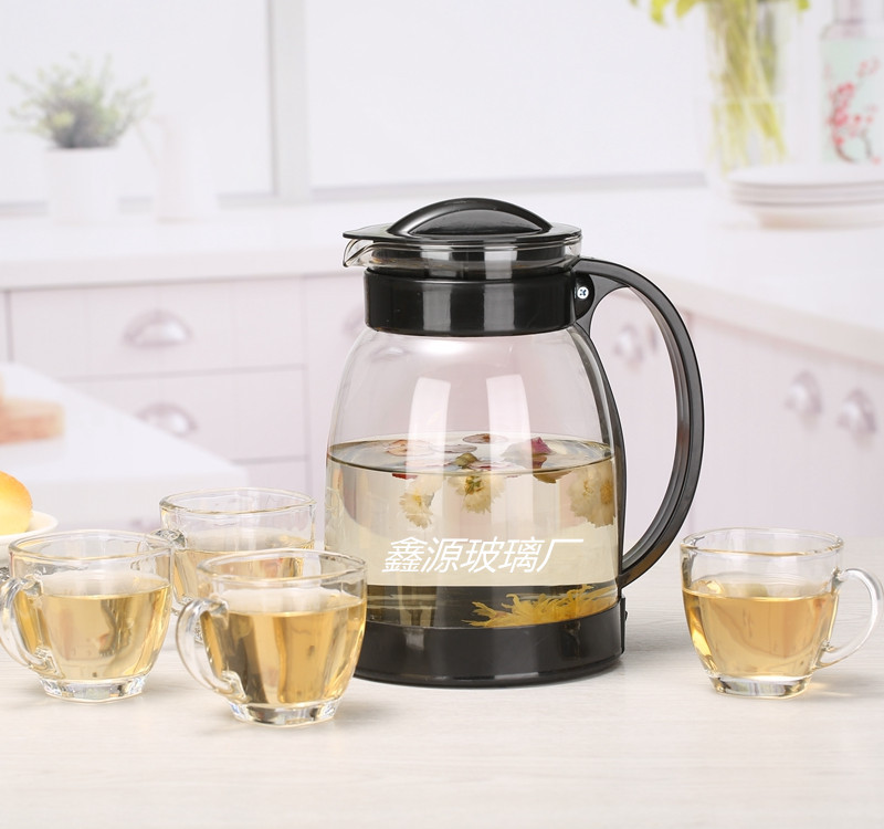 Factory wholesale glass cold water kettle set, thickened cold water kettle, tea teapot, tea set five-piece set, gift box, event gift details Picture