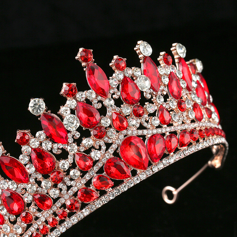 European and American bride's crown, Baroque, exquisite and luxurious, diamond-encrusted crown, grand and retro hair accessory, queen-style crown hair accessory Specification drawing