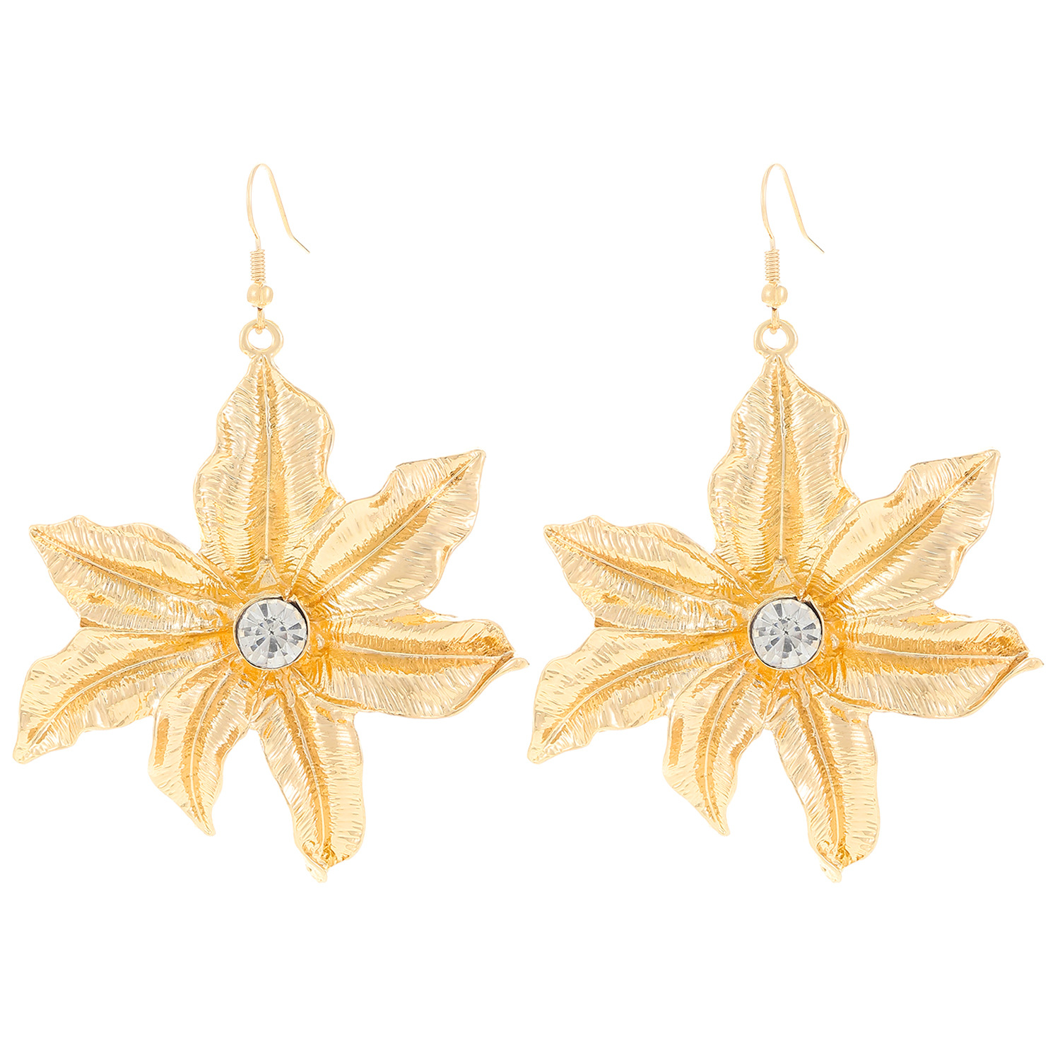 A new cross-border set of diamond-encrusted lily pendant necklace earrings from Europe and America, featuring a unique and elegant floral jewelry accessory for women Item Picture