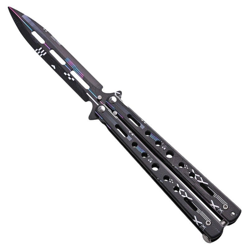 Butterfly Blade Classic csgo folding Sword, unedged practice self-defense, swinging hand toy, all-steel flower style training Butterfly Blade Item Picture