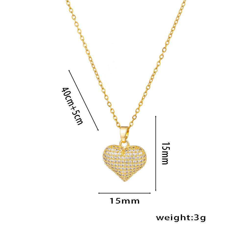 Fashionable daily love necklace for women, studded with diamonds, zircon titanium steel collarbone chain, elegant and versatile heart-shaped pendant accessory Item Picture