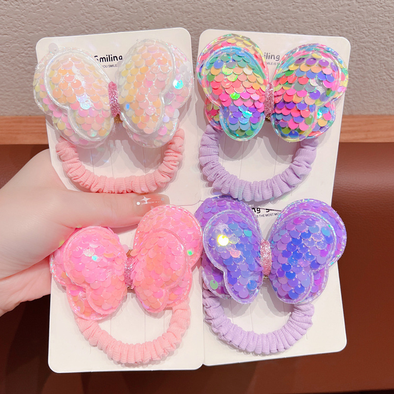 Summer children's heart-shaped bow hair tie, non-damaging handmade hair tie, little girl ponytail rubber band, baby hair band Specification drawing