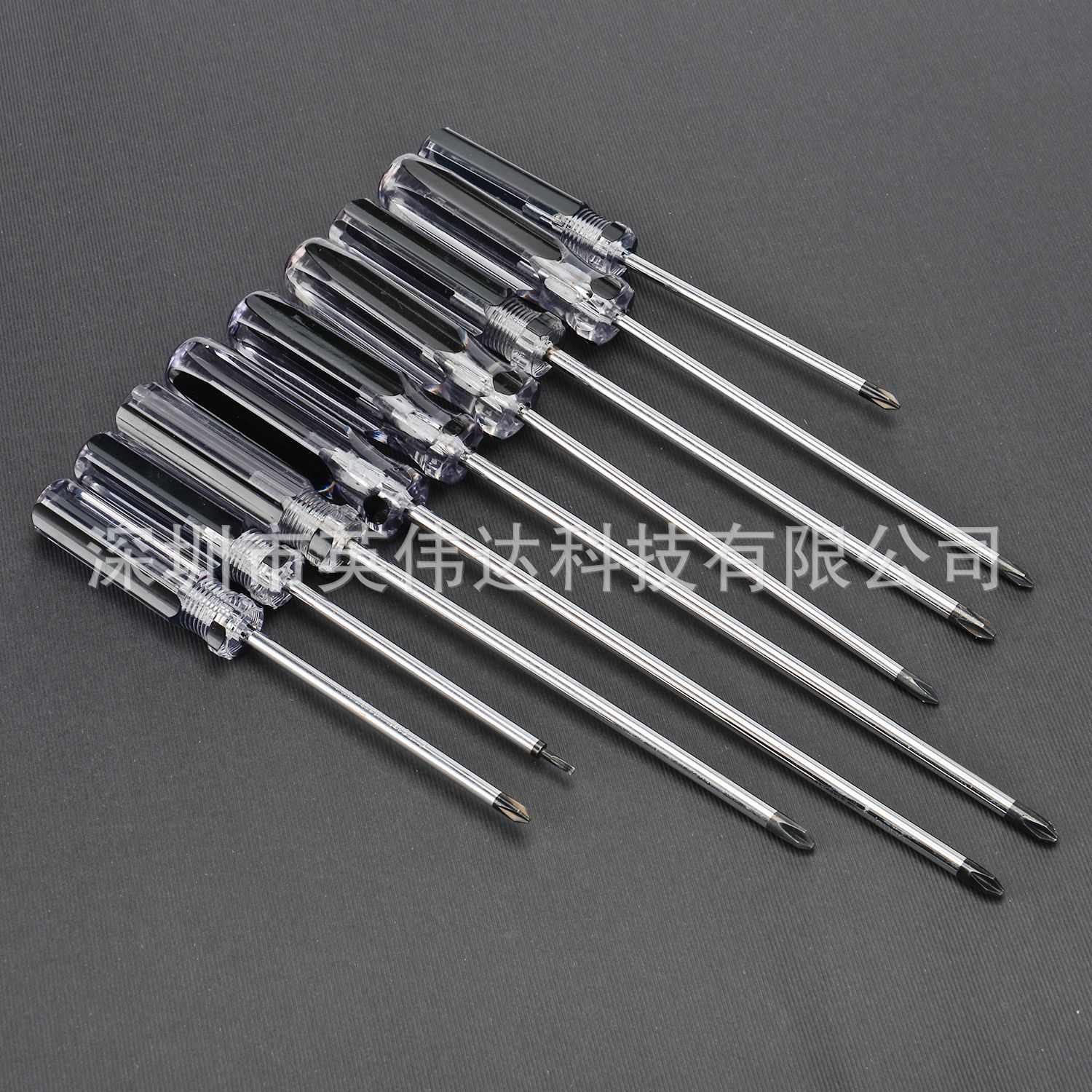 Screwdriver, dual-color handle screwdriver, color bar straight, cross screwdriver, cross straight color bar, black color bar Specification drawing