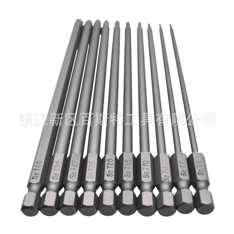 10PC solid plum blossom-shaped screwdriver 150mm long six-star screwdriver S2 material BST-020 Specification drawing