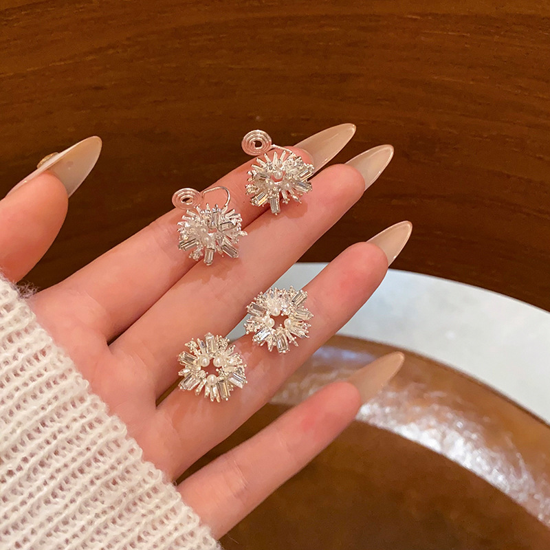 Spring bestsellers: Sunflower pearl Stud earrings, Women's Brilliant Fireworks earrings, 2025 New style ear clips, hole-free earrings full figure
