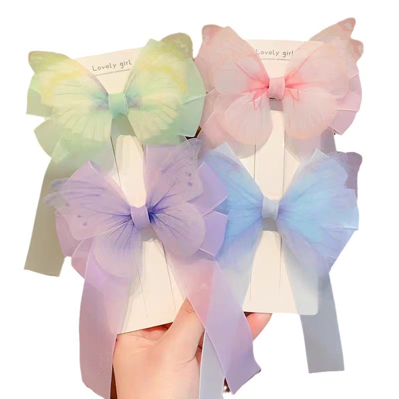 Girls' net gauze bow clip, princess children's small hair clip headwear, Korean hair accessory, cute baby hair clip Item Picture