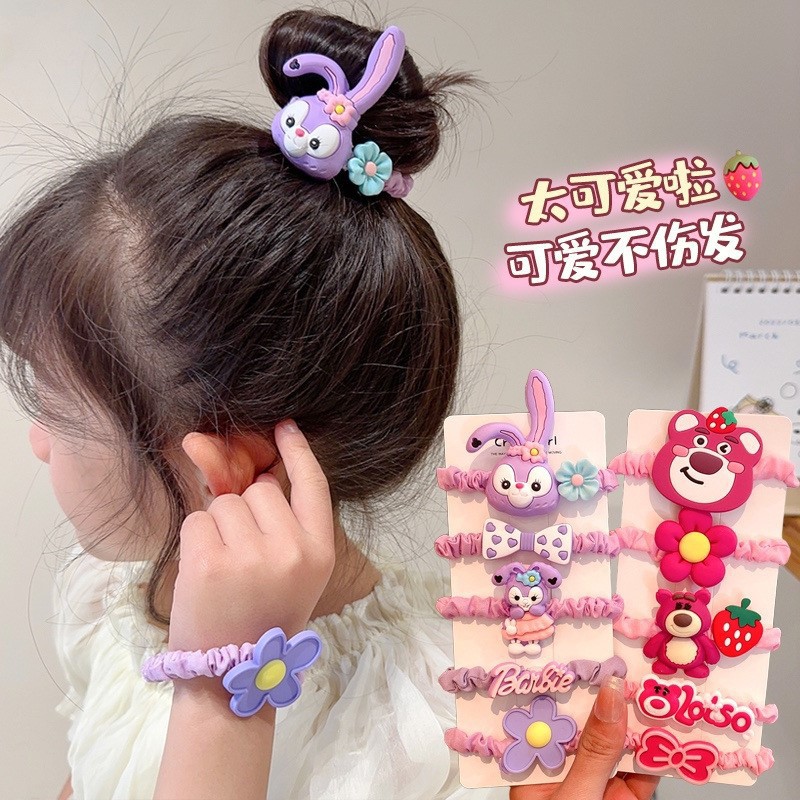 Cartoon star Dai Lu small intestine hair band, girl's handmade hair tie, high elasticity strawberry bear hair tie, high appearance level hair accessory headwear details Picture