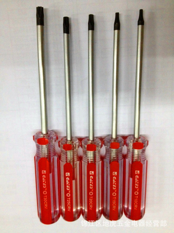 Single cross-shaped six-star screwdriver T10, T15, T20, T25, T27, T30 with a round hole in the middle full figure