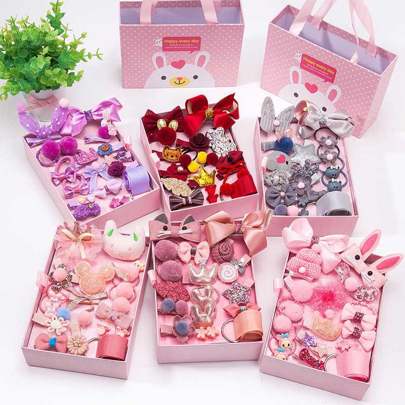 Children's set, Crown hairpin Headwear, Children and girls' hair tie and headwear set, baby hair band, Princess hairpin box set details Picture
