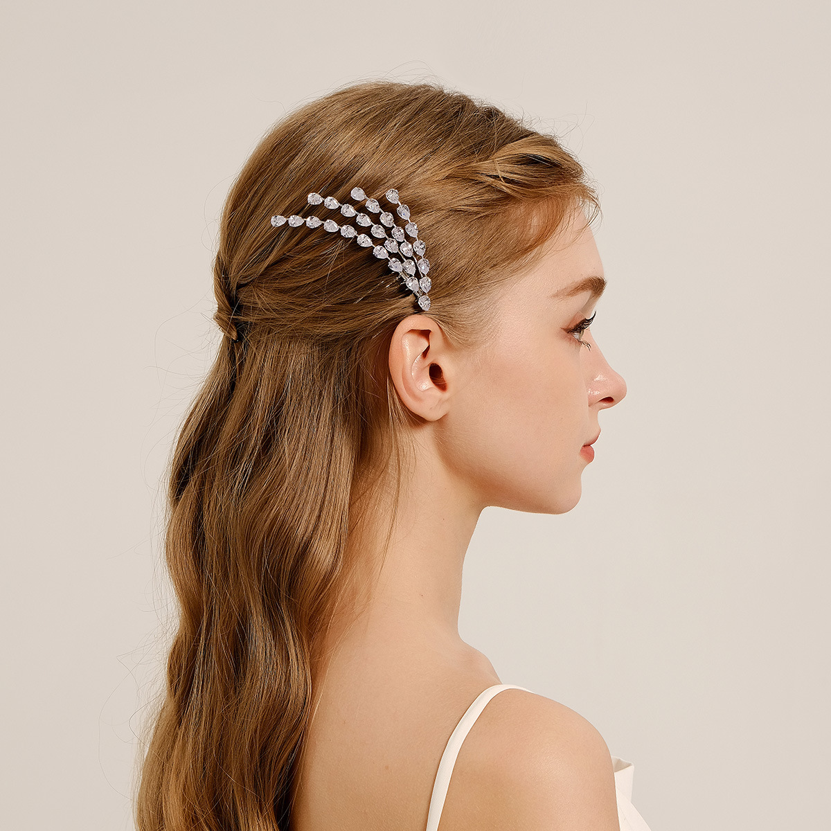 New European and American bridal headwear, zircon hair comb, high-end and versatile wedding accessory, crystal zircon hair bun comb for women full figure