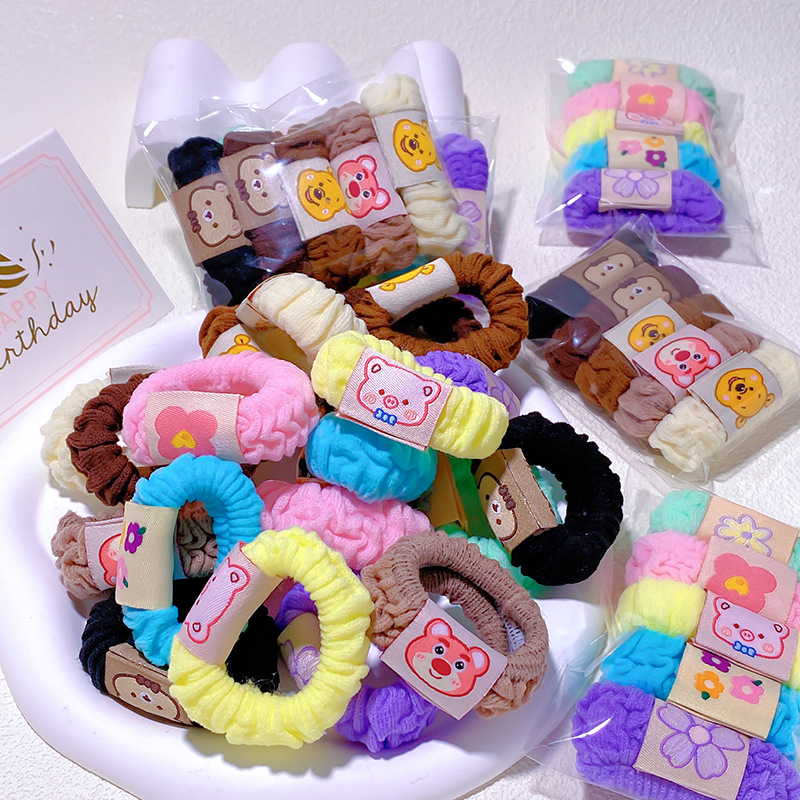 Children's hair tie, hair band, cartoon bear, no hair damage, high-elasticity rubber band, simple ponytail tie, hair tie, hair accessory details Picture