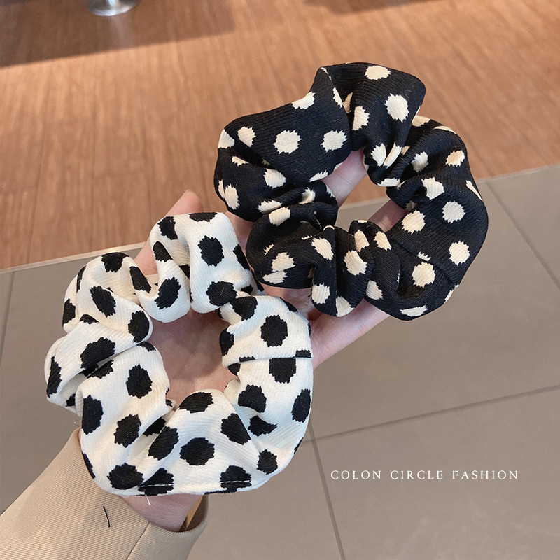 Korean leopard-print large intestine hair band, elegant and simple headband, popular rubber band for women, versatile and retro braid hair accessory Specification drawing