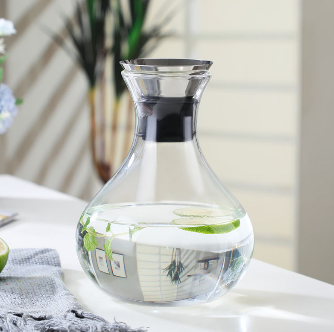 Danish-style SOLO stainless steel lid cold water bottle, large-capacity cold water bottle, high borosilicate glass anti-side leakage juice bottle details Picture