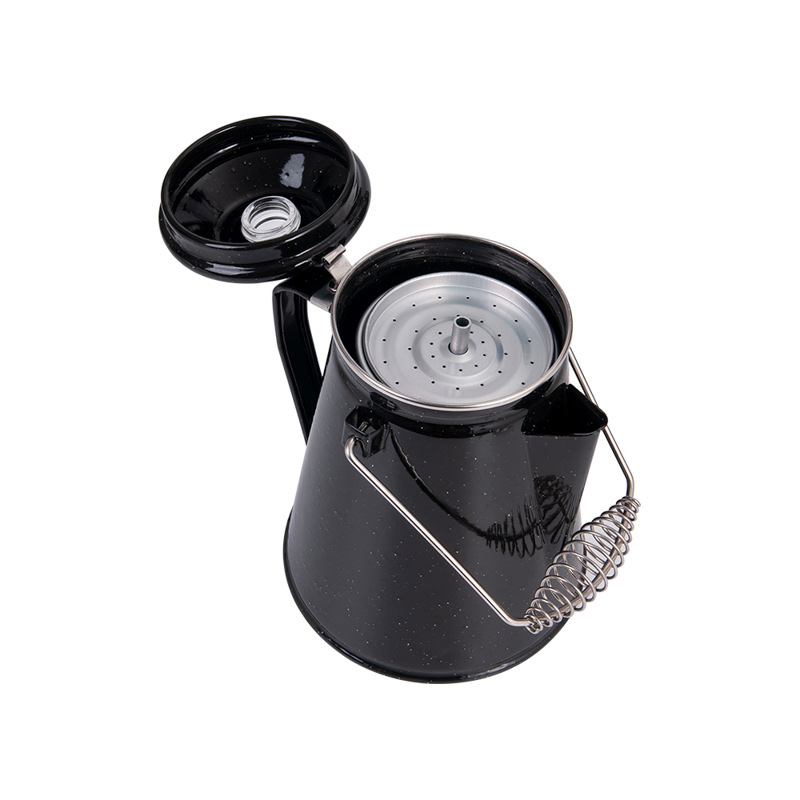 Cross-border German enamel coffee pot with filter, outdoor hand-brewed pot, portable teapot for mountain climbing and fishing Specification drawing