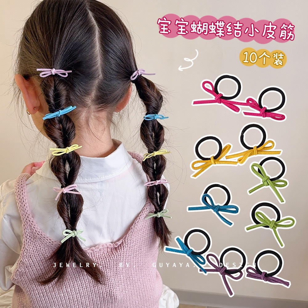 Korean version bow, small rubber band, thumb hair band, girl's hair tie rubber band, baby hair rope, braid rubber band Specification drawing