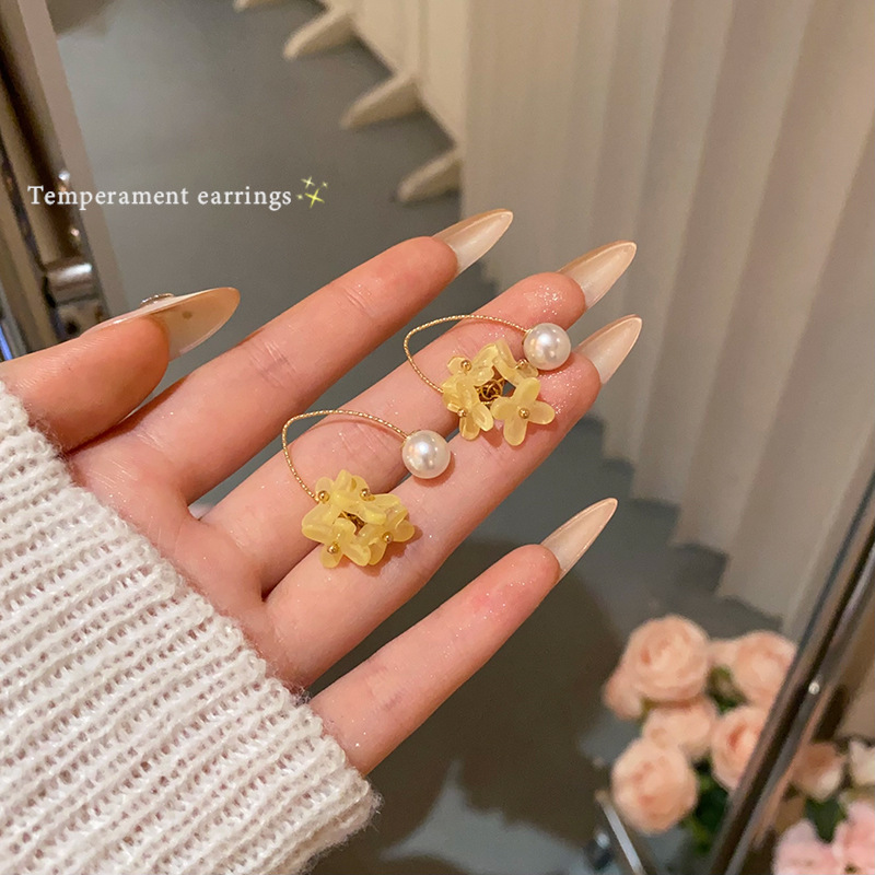Super fairy osmanthus pearl earrings for women, spring, fresh and sweet style earrings, niche design, light luxury style earrings full figure