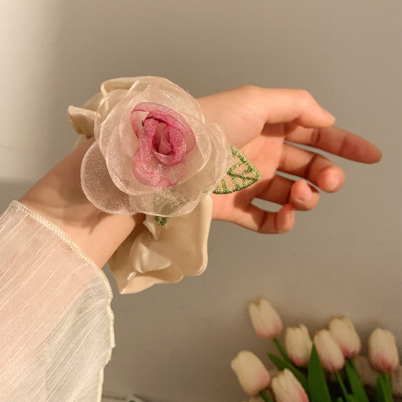 Dried rose hairpin, floral, forest-style, fairy-like beauty, super fairy-like organza bangs, side hair accessory, hairpin spring Specification drawing