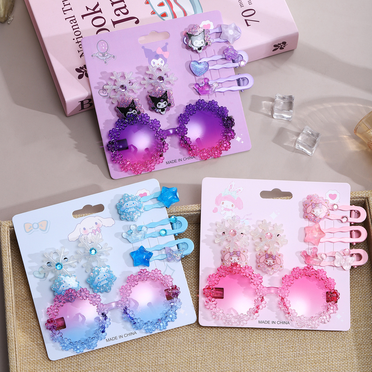 Cute Hairpin 2025 New style bangs Hair clip Side clip Girls' Set Glasses Set Children's Hair Accessory full figure