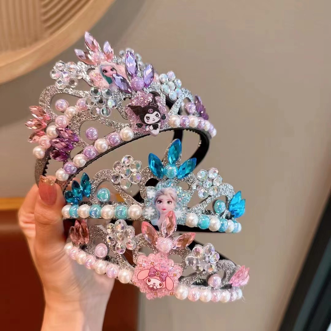 A girl's Frozen headband, Elsa's crown, a children's girl's performance, cartoon Kuromi Melody's crown headwear full figure