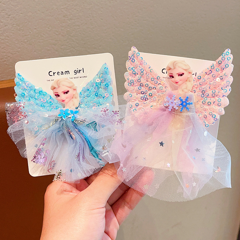 Children's Frozen Elsa Princess hairpin Little Girl side Atmosphere Shattered hair clip Little girl Sequined headpiece Application Scenario