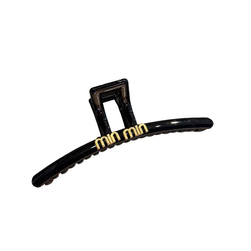 High-end black scratch-clip women's 2023 new updo letter hair clip at the back of the head shark clip headpiece Item Picture
