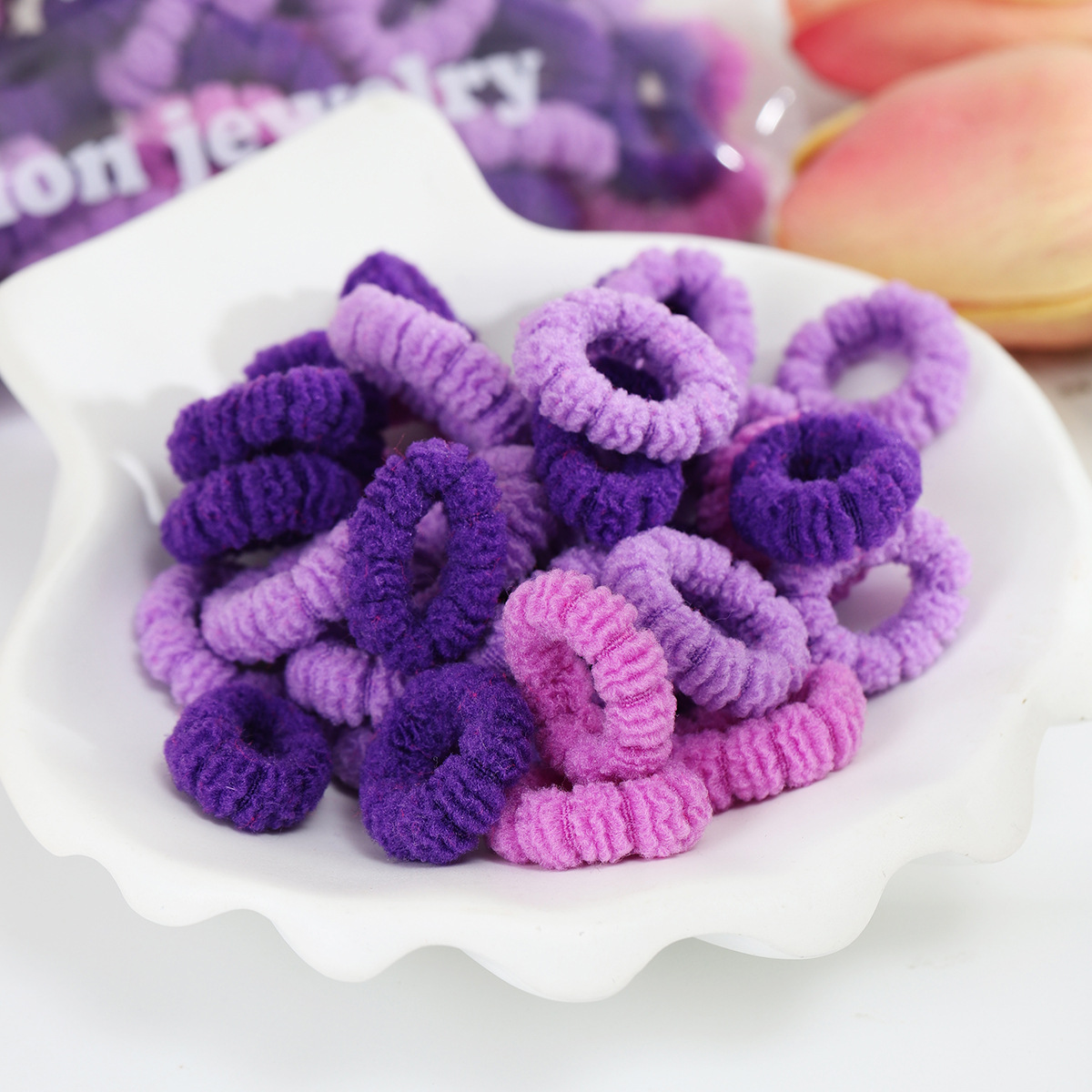 Baby flower towel hair bands, girls' hair ties, pumpkin hair bands, children's high-elasticity hair ties that won't damage hair, girls' hair accessories Specification drawing
