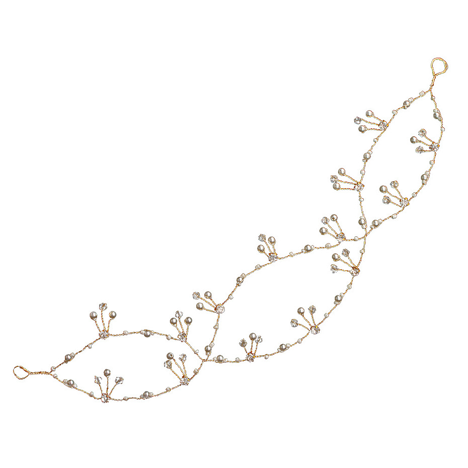 New cross-border bridal accessories: Handcrafted pearl crystal cross-layered hair bands, copper wire woven headwear, European and American hair accessories Item Picture