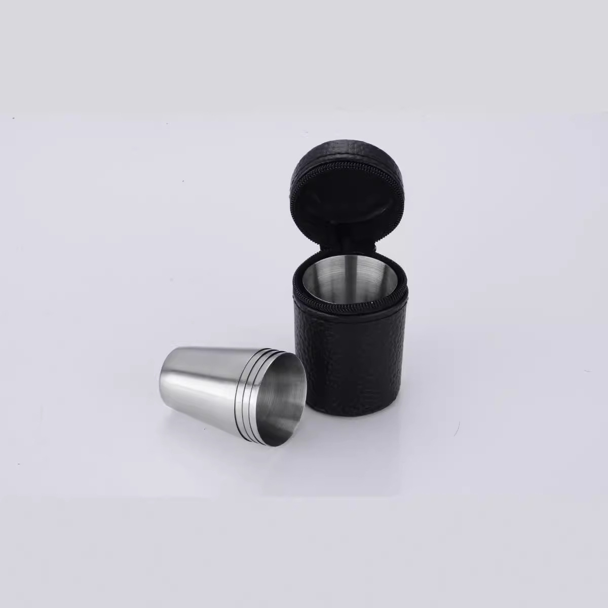 Zipper large cup set, portable mini stainless steel mouth cup wholesale, creative stainless steel wine glass, beer glass Item Picture