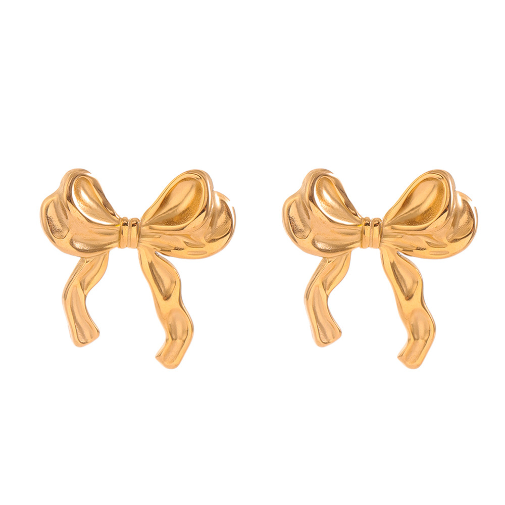 Cross-border bestseller, light luxury and fashionable, gold-plated flower stainless steel stud earrings, women's exaggerated and simple INS titanium steel earrings Item Picture