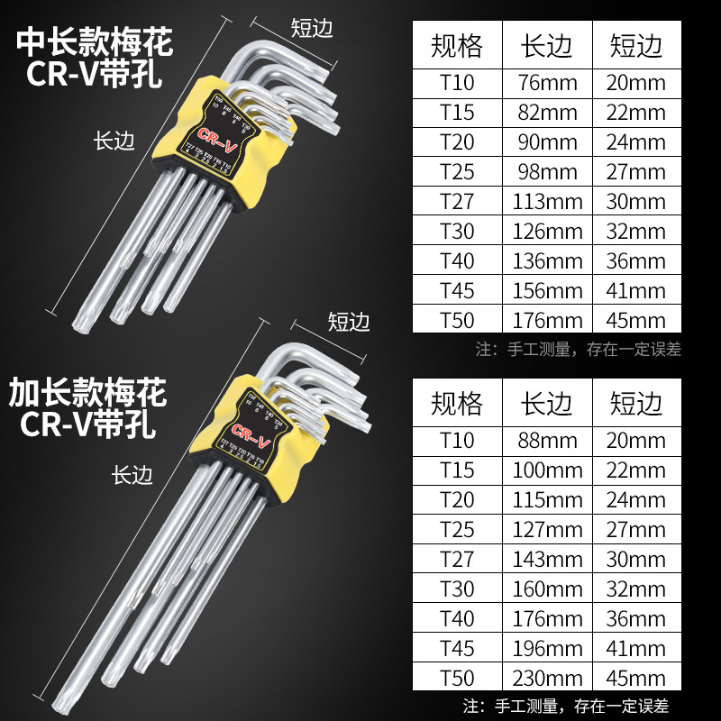 CRV hexagonal wrench with holes, special-shaped L-shaped anti-disassembly screwdriver, loose set available for selection Item Picture