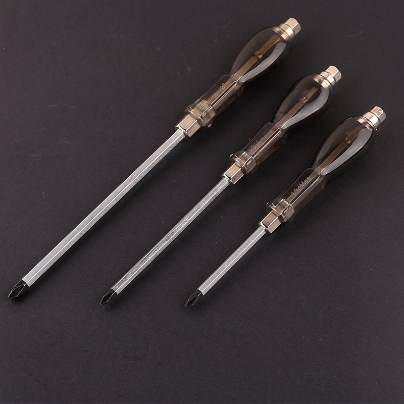 Amber handle transparent straight cross through-hole screwdriver 106 through-hole 4-12 inch long screwdriver from the manufacturer Specification drawing