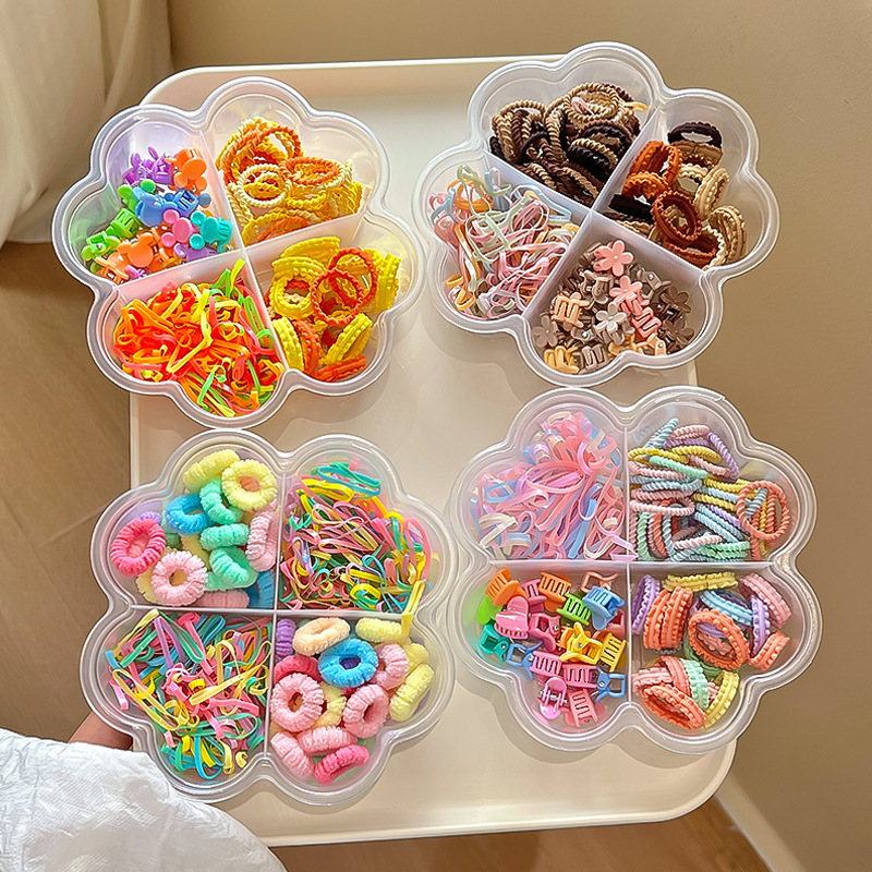 Children's boxed hair accessories, candy color, non-damaging hair, high-elasticity hair band, little girl lace hair band, sweet thumb hair band full figure