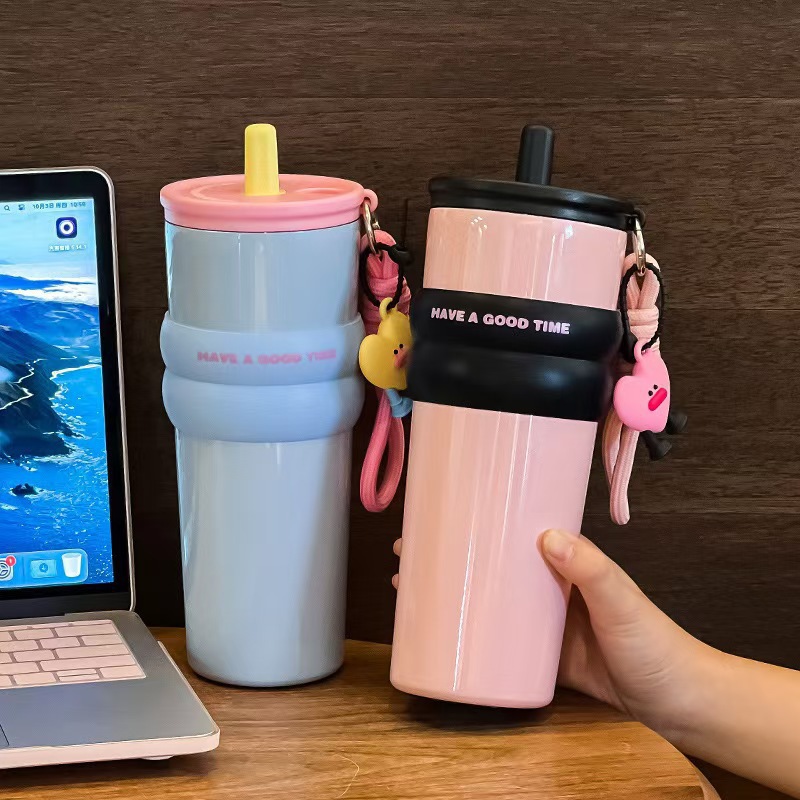 Wholesale of 2025 new Ice King Cup, 316 stainless steel, high appearance level, heat and cold preservation, large capacity car straw water cup details Picture