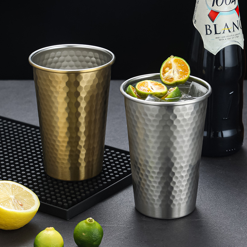 Korean-style 304 stainless steel diamond-patterned single-layer water cups, beer mugs, beverage cups, mouthwash cups, milk cups, juice cups Specification drawing