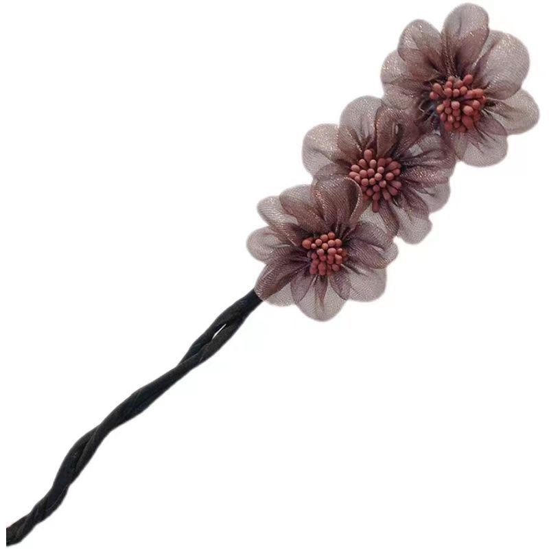 Ougensha flower hairpin, bun headwear, versatile and fluffy flower bud hair, a lazy girl's hair styling tool, hairpin Item Picture