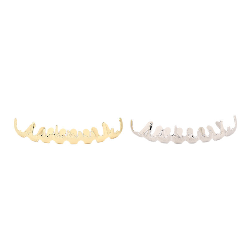 Cross-border new bestseller hip-hop teeth grills Thin Flame Eight-tooth European and American fashion trend personality Specification drawing