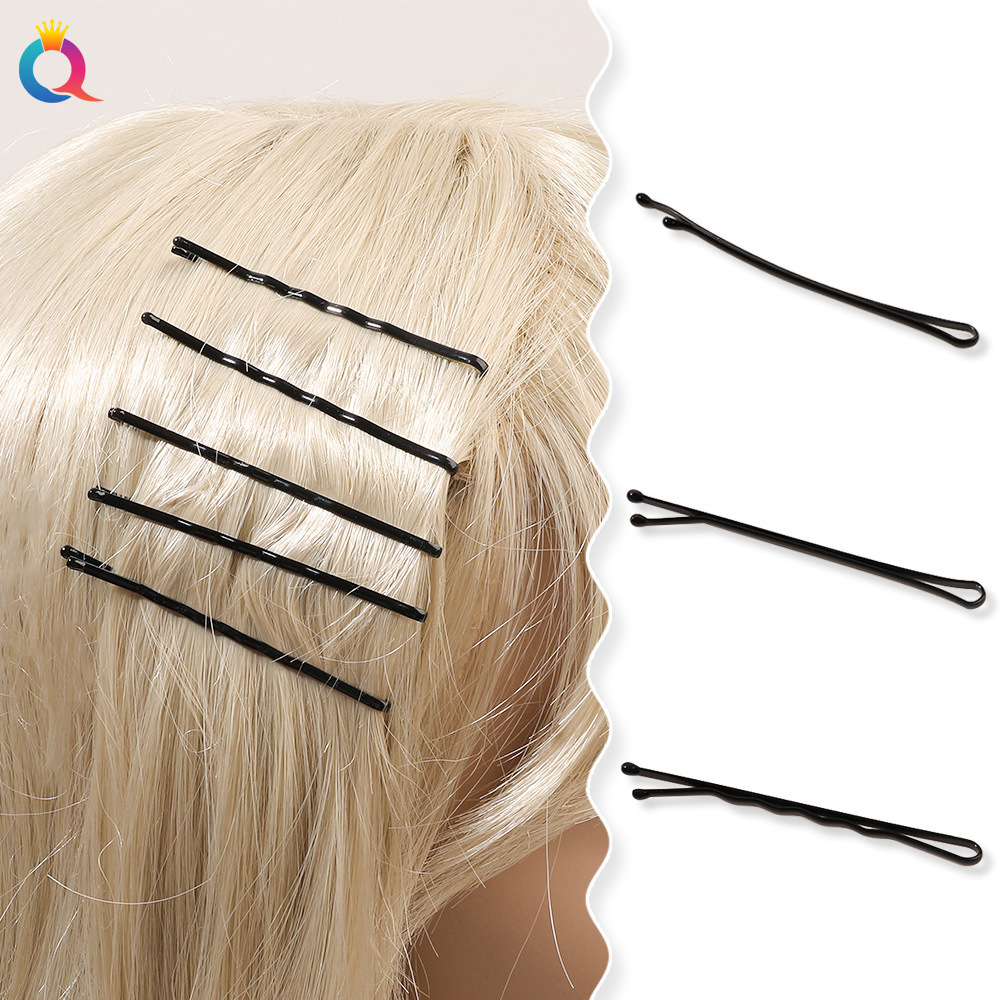 Wholesale of Qiyue black metal hair fixing clips, hairpins, steel clips for broken hair, small hair clips and children's hair accessories details Picture