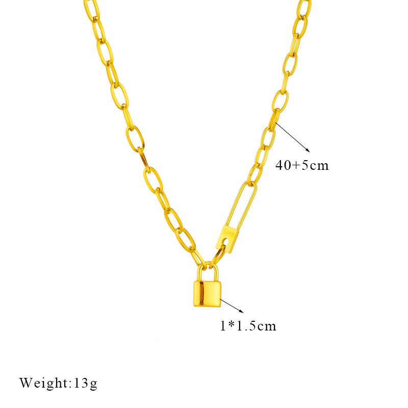 European and American fashionable, niche and high-end style pin lock chain metal heavy industry hip-hop cold style trendy and versatile necklace Item Picture