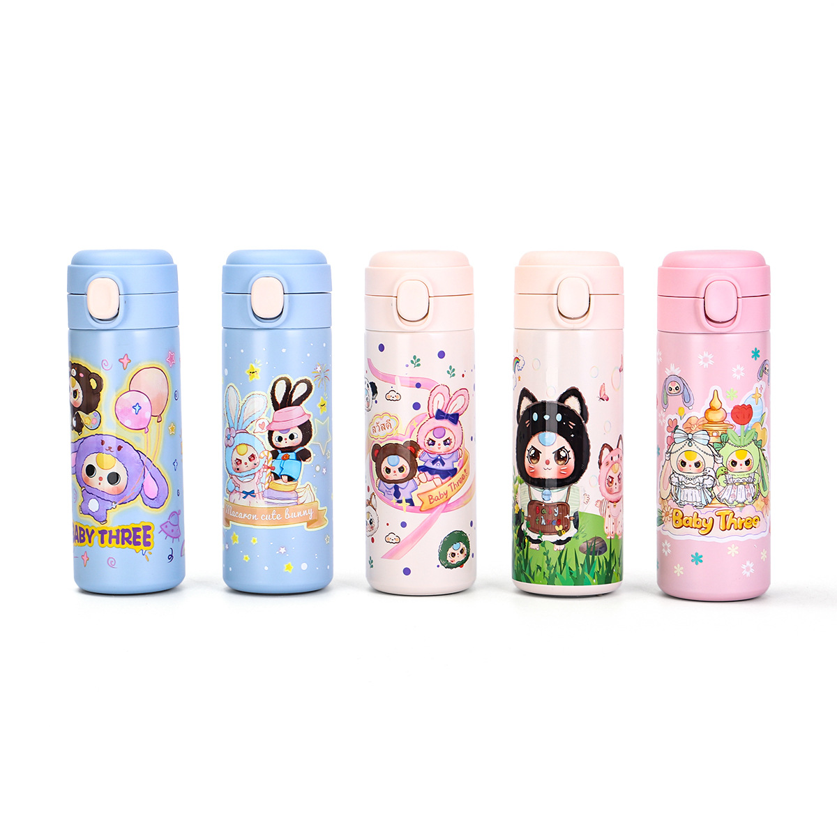 High appearance level children's cute little rabbit insulated cup, 304 stainless steel pea bouncing cup, student portable direct drinking cup Item Picture
