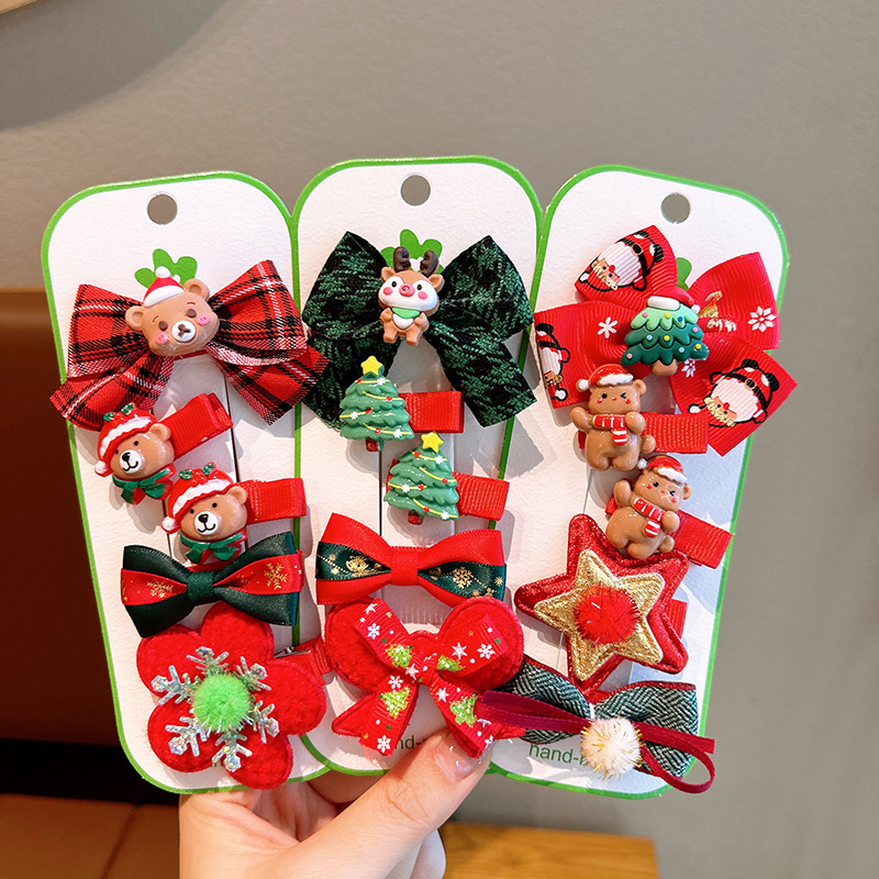 Children's Christmas hairpins, Christmas headwear, snowman little girl hairpins, safety clips, full fabric, cute baby hair accessories full figure