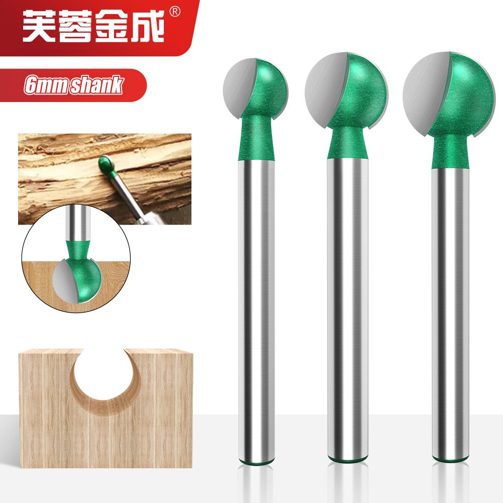 Ball knife, engraving ball knife, wood carving and root carving knife head, woodworking spherical ball knife, 6mm straight handle grinding head full figure