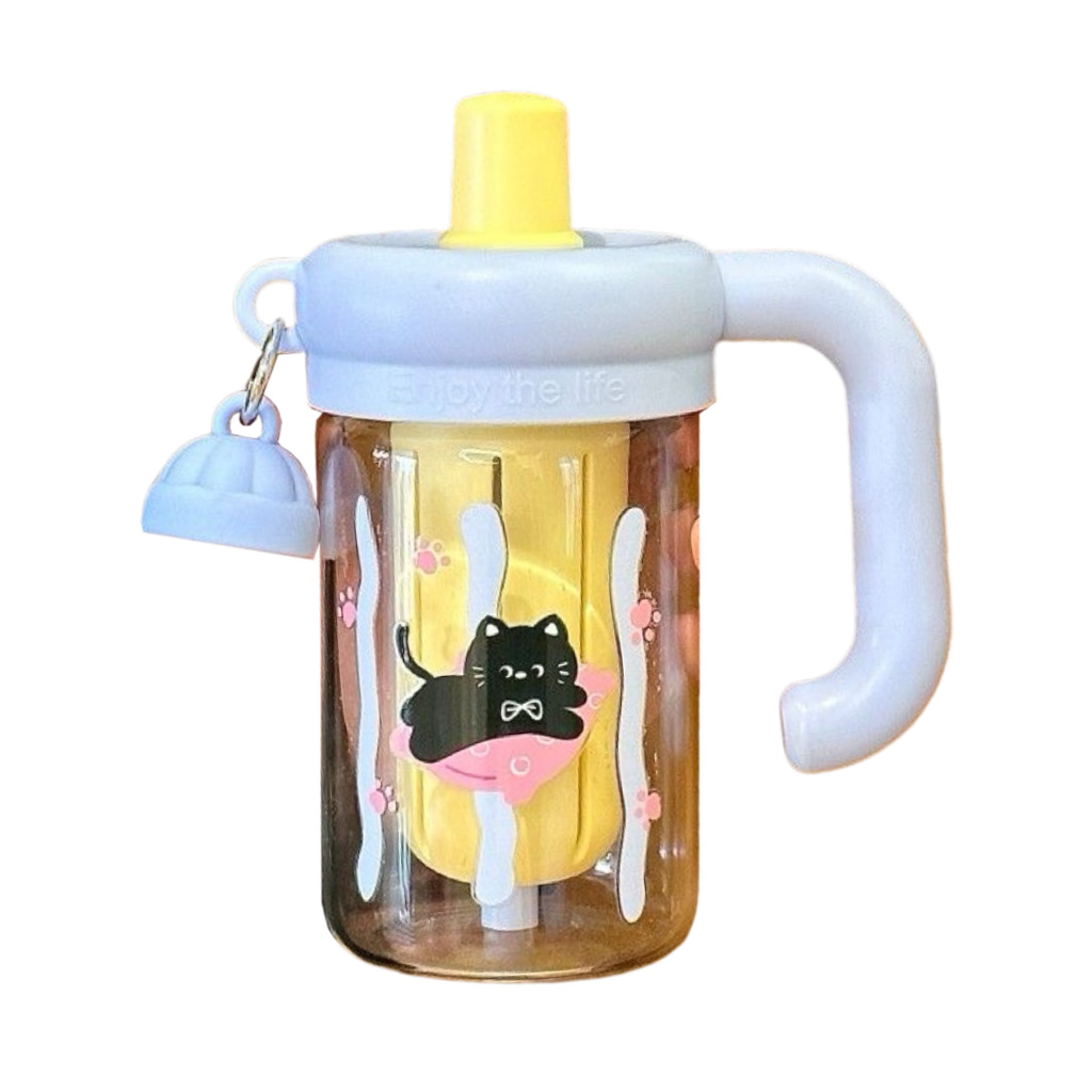 Cartoon hand-held water cup, high-temperature resistant filter, tea-making glass cup, exquisite and cute, high borosilicate water cup gift for girls Item Picture