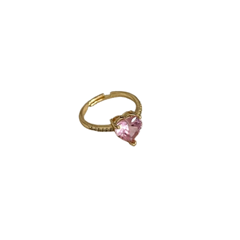 Zircon diamond-encrusted heart-shaped open ring, with a touch of light luxury and high-end elegance, is a niche design and fashionable jewelry Item Picture