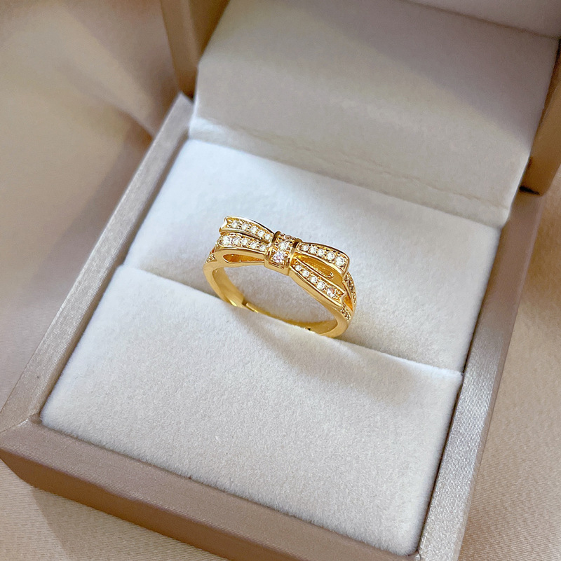 【 Real gold electroplating 】 Open ring, women's fashion bow, light luxury ring, index finger ring, the same style as Internet celebrities, cold style Application Scenario