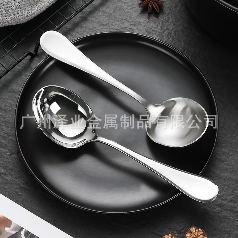High-quality cross-border 18/10 soup spoon, long-handled spoon, deep soup, large head spoon, 304 stainless steel Korean spoon details Picture