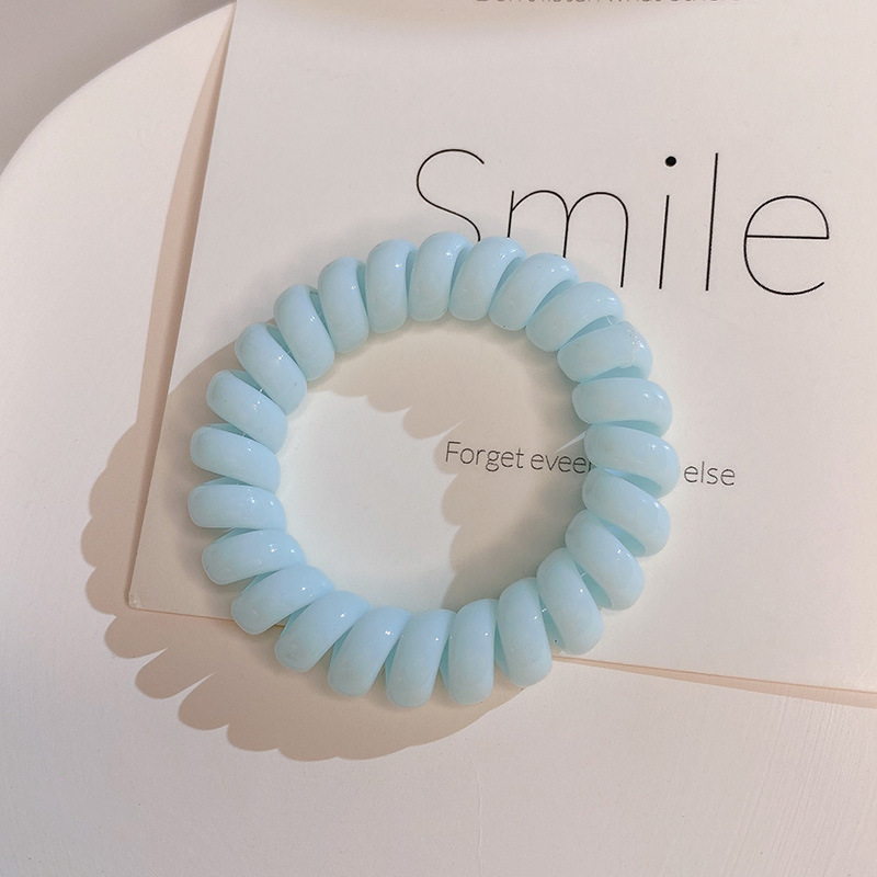 New Korean milkshake color telephone line, green hair band, colorful hair tie, simple hair tie, hair band, basic hair accessory for women Application Scenario