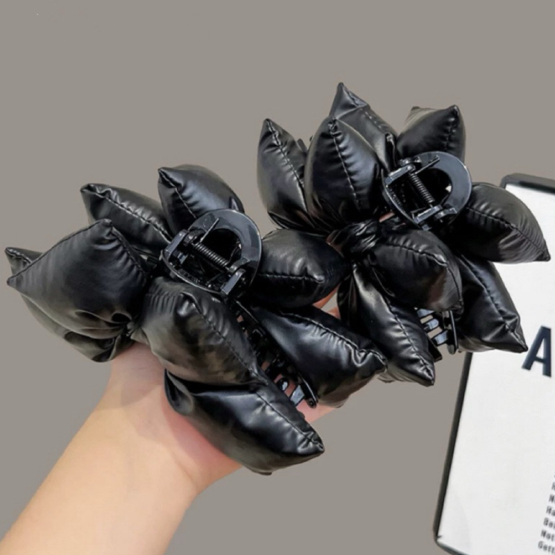 Three-dimensional cotton-filled bow clip, large hair volume, women's back of the head, 2024 new high-end shark clip Specification drawing